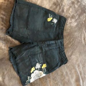 Free people camo shorts with embroidery